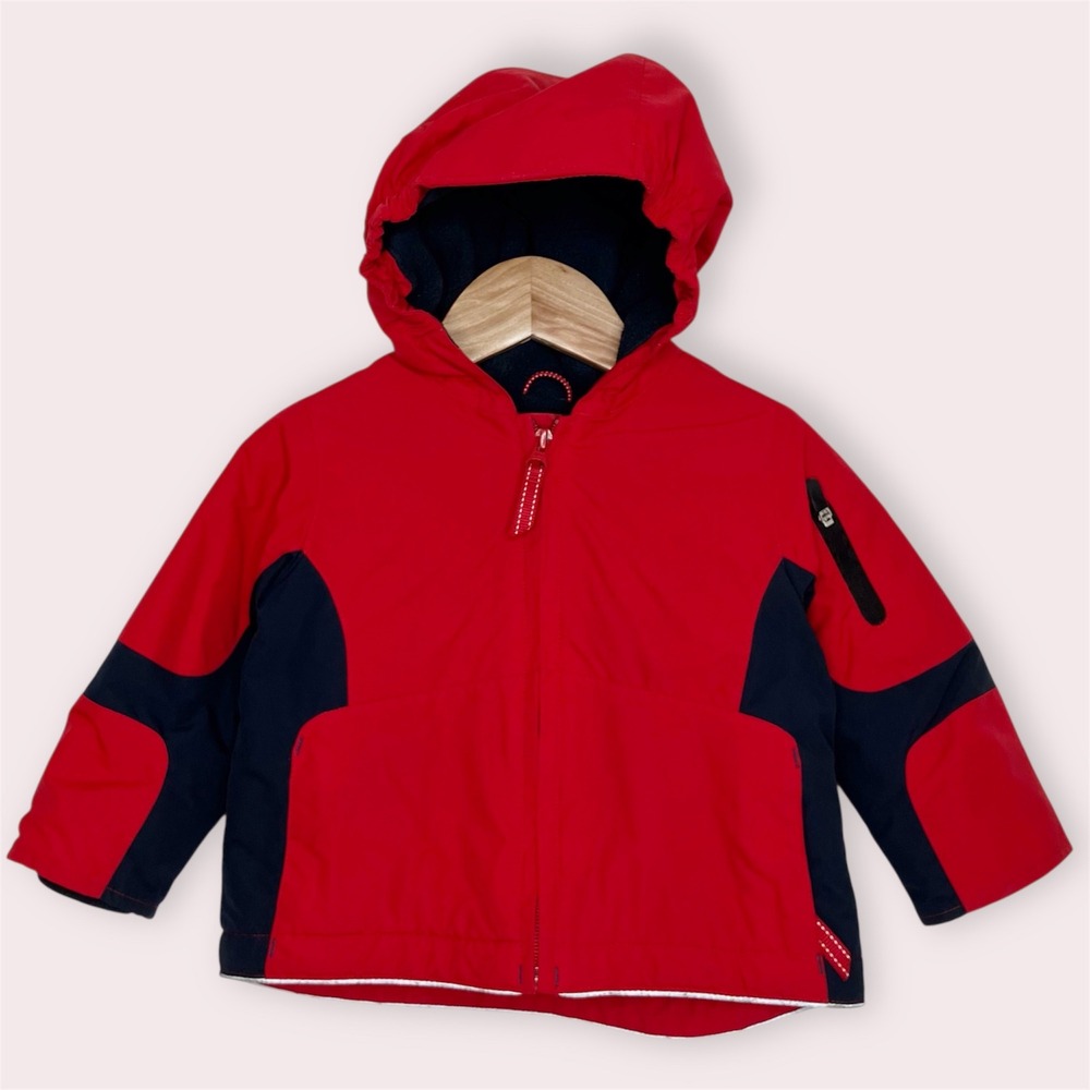 Lands' End Kids Hooded Jacket Red Navy Insulated‎ Winter Size 12-18 months